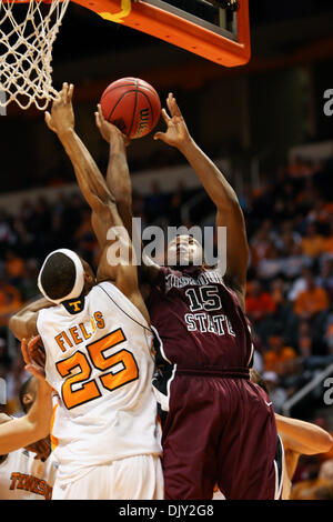 Nov. 17, 2010 - Knoxville, Tennessee, United States of America - Missouri State guard Jermaine Mallett (#15) shoots as Tennessee forward John Fields (#25) defends.  Tennessee defeats Missouri State 60-56 at Thompson Boling arena in Knoxville, TN (Credit Image: © Mitch Jones/Southcreek Global/ZUMApress.com) Stock Photo