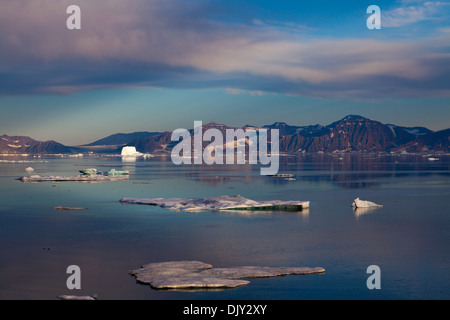 Sunset in Scoresby Sound, Greenland Stock Photo