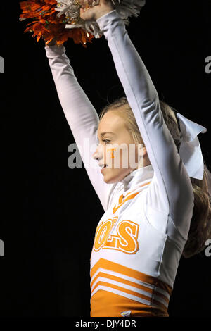 Nov. 20, 2010 - Nashville, Tennessee, United States of America - A Tennessee Volunteer cheerleader shows her spirit during the game between the Vanderbilt Commodores and Tennessee Volunteers at Vanderbilt Stadium in Nashville, Tennessee. The Volunteers defeated the Commodores 24 to 10. (Credit Image: © Bryan Hulse/Southcreek Global/ZUMAPRESS.com) Stock Photo