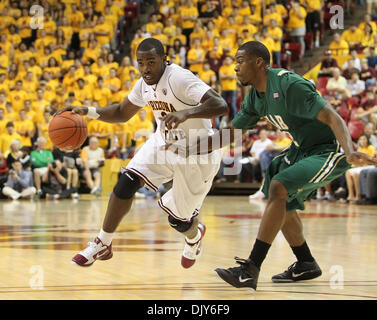 Nov. 20, 2010 - Tempe, Arizona, United States of America - ASU Senior Ty Abbott (3) drives to the basket for a basket against UAB (Credit Image: © Bruce Yeung/Southcreek Global/ZUMAPRESS.com) Stock Photo