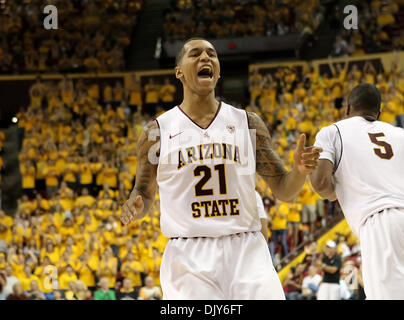 Nov. 20, 2010 - Tempe, Arizona, United States of America - ASU Freshman, Keala King (21) is pumped up after a huge play. (Credit Image: © Bruce Yeung/Southcreek Global/ZUMAPRESS.com) Stock Photo