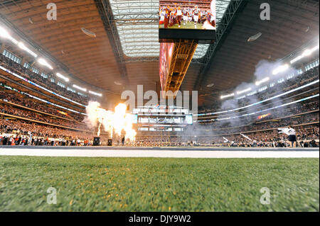 The Dallas Cowboys take the field prior to kickoff at the National