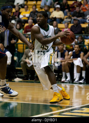 Nov. 27, 2010 - Fairfax, Virginia, United States of America - George Mason University Junior Guard Andre Cornelius #45 handles the ball along the baseline against  Florida Atlantic University at the Patriot Center. George Mason defeated Florida Atlantic 66-51. (Credit Image: © Charles Barner/Southcreek Global/ZUMAPRESS.com) Stock Photo