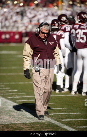 Virginia Tech Head Coach Frank Beamer Is Shown During An Ncaa College 