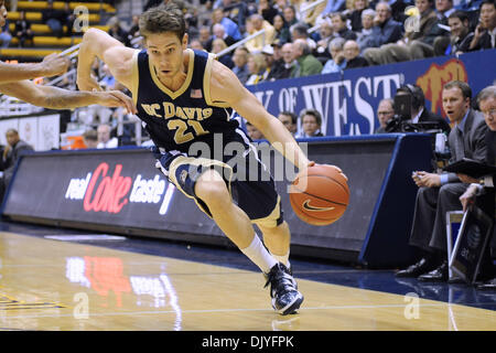 Dec. 1, 2010 - Berkeley, California, United States of America - UC Davis Aggies guard Eddie Miller (21) drives the baseline during the NCAA game between the UC Davis Aggies and the California Golden Bears at Haas Pavilion.  Cal beat the visiting Aggies 74-62. (Credit Image: © Matt Cohen/Southcreek Global/ZUMAPRESS.com) Stock Photo