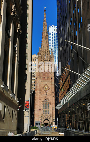 Trinity Church on Wall Street, New York. America Stock Photo