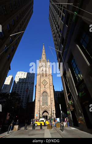 Trinity Church on Wall Street, New York. America Stock Photo