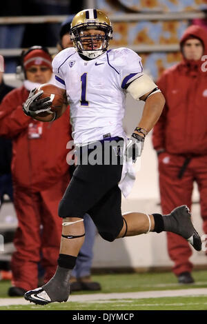 Dec. 4, 2010 - Pullman, Washington, United States of America - Washington Huskies quarterback Jake Locker (10) rushes the ball during the game between Washington State and the University of Washington at Martin Stadium in Pullman, WA. Washington defeated Washington State 35-28. (Credit Image: © Steven Bisig/Southcreek Global/ZUMAPRESS.com) Stock Photo