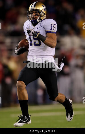 Dec. 4, 2010 - Pullman, Washington, United States of America - Washington Huskies wide receiver Jermaine Kearse (15) caught the ball for 178 yards with 2 touchdowns during the game between Washington State and the University of Washington at Martin Stadium in Pullman, WA. Washington defeated Washington State 35-28. (Credit Image: © Steven Bisig/Southcreek Global/ZUMAPRESS.com) Stock Photo