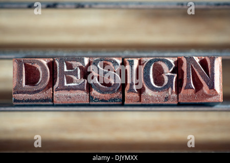 Word 'design' spelled out in letterpress letters Stock Photo