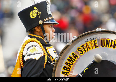 Dec. 11, 2010 - Birmingham, Al, United States of America - The Alabama State Marching Band performs at halftime of the SWAC Championship football game between Texas Southern and Alabama State. Texas Southern beat Alabama State 11-6 at Legion Field. (Credit Image: © Jason Clark/Southcreek Global/ZUMAPRESS.com) Stock Photo