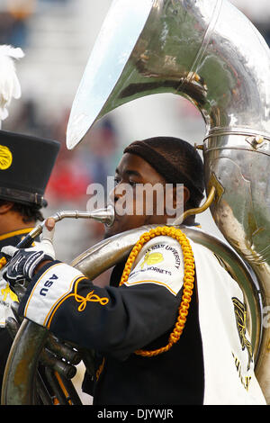 Dec. 11, 2010 - Birmingham, Al, United States of America - The Alabama State Marching Band performs at halftime of the SWAC Championship football game between Texas Southern and Alabama State. Texas Southern beat Alabama State 11-6 at Legion Field. (Credit Image: © Jason Clark/Southcreek Global/ZUMAPRESS.com) Stock Photo