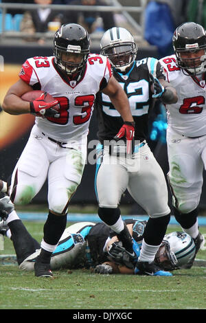 Atlanta Falcons running back Justin Griffith rushes in first half action  against the Miami Dolphins at Dolphin Stadium, this play ended in a fumble  which the Dolphinss recovered, in Miami Florida, on