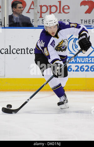 Dec. 17, 2010 - Manchester, New Hampshire, United States of America - Manchester leads Portland 3-1 in the second with 21-19 shooting edge. Monarchs Defenseman Patrick Mullen (#14) (Credit Image: © Jim Melito/Southcreek Global/ZUMAPRESS.com) Stock Photo