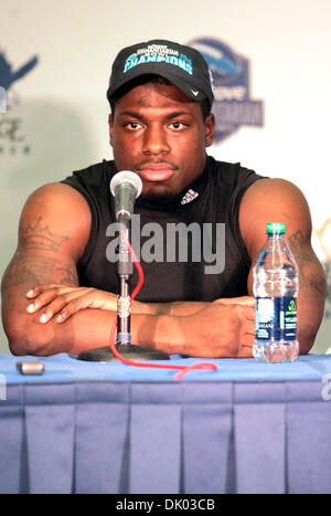 Dec. 18, 2010 - Boise, Idaho, United States of America - Northern Illinois Huskies running back Chad Spann at the post game press conference of the uDrive Humanitarian Bowl. Northern Illinois defeated Fresno State 40-17. (Credit Image: © Brian Lossness/Southcreek Global/ZUMAPRESS.com) Stock Photo