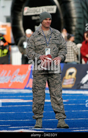 Dec. 18, 2010 - Boise, Idaho, United States of America - US Air Force Lt. Col. Phillip Murphy participates in the ceremonal first pass prior to the uDrove Humanitarian Bowl. The Northern Illinois Huskies were pitted against the  Fresno State Bulldogs played at Bronco Stadium in Boise, Idaho. (Credit Image: © Brian Lossness/Southcreek Global/ZUMAPRESS.com) Stock Photo