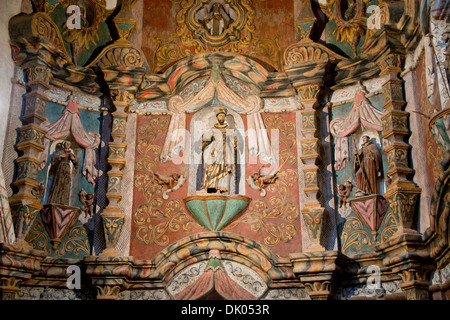 Arizona, Tuscon. Historic Moorish, Byzantine & Mexican style Franciscan mission San Xavier del Bac, c. 1783 to 1797. Interior. Stock Photo