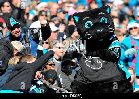 Dec. 19, 2010 - Charlotte, North Carolina, United States of America - Carolina Panthers mascot poses with excited fans.Panthers defeat the Cardinals 19-12 at the Bank of America Stadium in Charlotte North Carolina. (Credit Image: © Anthony Barham/Southcreek Global/ZUMAPRESS.com) Stock Photo