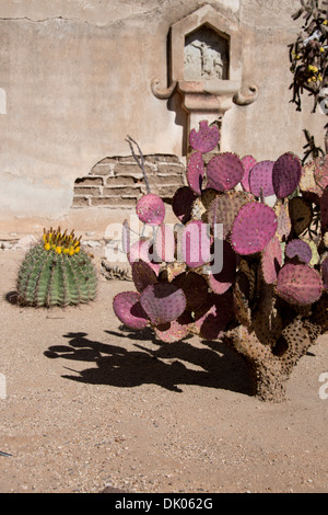 Arizona, Tuscon. Historic Moorish, Byzantine & Mexican style Franciscan mission San Xavier del Bac, c. 1783 to 1797. Stock Photo