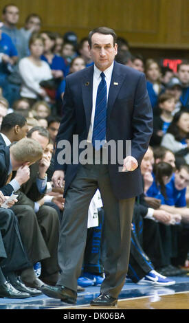 Dec. 20, 2010 - Durham, North Carolina, U.S - Duke head coach Mike Krzyzewski watches his team. Duke beats  Elon 98-72 at Cameron Indoor Stadium (Credit Image: © Mark Abbott/Southcreek Global/ZUMAPRESS.com) Stock Photo