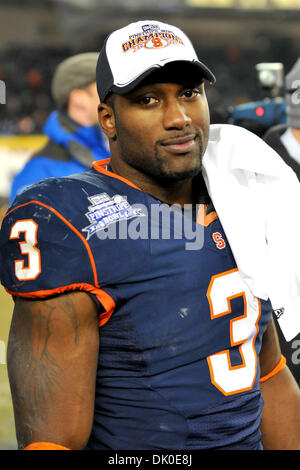 Dec. 30, 2010 - Bronx, New York, United States of America - Syracuse Orange running back Delone Carter (3) Pinstripe Bowl MVP after the game...Final Score of the New Era Pinstripe Bowl at Yankees Stadium Kansas State Wildcats 34 and Syracuse Orange 36  (Credit Image: © Shane Psaltis/Southcreek Global/ZUMAPRESS.com) Stock Photo