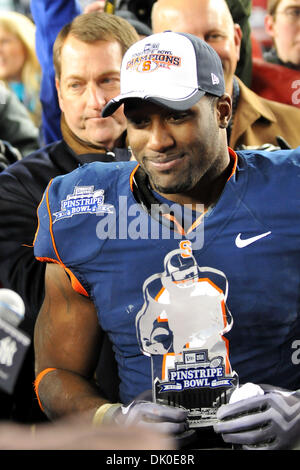 Dec. 30, 2010 - Bronx, New York, United States of America - Syracuse Orange running back Delone Carter (3) Pinstripe Bowl MVP after the game...Final Score of the New Era Pinstripe Bowl at Yankees Stadium Kansas State Wildcats 34 and Syracuse Orange 36  (Credit Image: © Shane Psaltis/Southcreek Global/ZUMAPRESS.com) Stock Photo