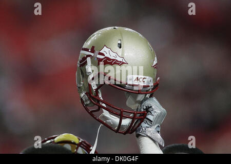 Dec. 31, 2010 - Atlanta, Georgia, United States of America - Dec 31, 2010: A Florida State helmet is held up before the start of the Chick Fil A Bowl against the South Carolina Gamecocks. (Credit Image: © Jeremy Brevard/Southcreek Global/ZUMAPRESS.com) Stock Photo
