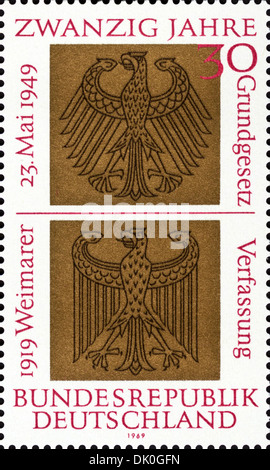 postage stamp West Germany 30 featuring 20 years as a Federal Republic issued 1969 Stock Photo