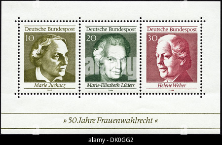 postage stamp Germany featuring 50th Anniversary of Women's Sufferage issued 1969 Stock Photo