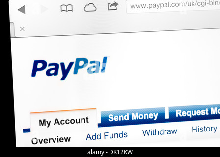 Paypal account management page viewed on an iPad Stock Photo