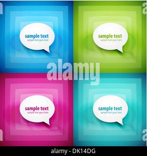 Set of paper speech bubbles on color light backgrounds Stock Vector