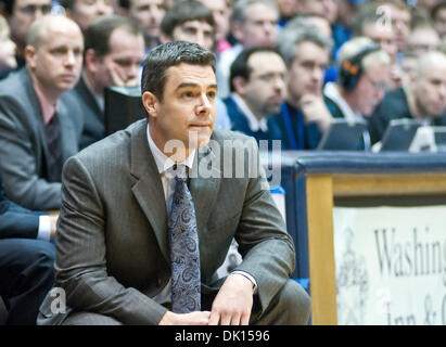 Jan. 15, 2011 - Durham, North Carolina, U.S - Virginia head coach Tony Bennett watches his team on defense. Duke beats Virginia 76-60 at Cameron Indoor Stadium (Credit Image: © Mark Abbott/Southcreek Global/ZUMAPRESS.com) Stock Photo