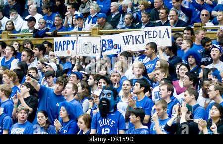 Jan. 15, 2011 - Durham, North Carolina, U.S - One of the many signs in the stands at Cameron. Duke beats Virginia 76-60 at Cameron Indoor Stadium (Credit Image: © Mark Abbott/Southcreek Global/ZUMAPRESS.com) Stock Photo