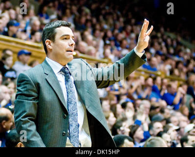 Jan. 15, 2011 - Durham, North Carolina, U.S - Virginia head coach Tony Bennett calls in a play. Duke beats Virginia 76-60 at Cameron Indoor Stadium (Credit Image: © Mark Abbott/Southcreek Global/ZUMAPRESS.com) Stock Photo