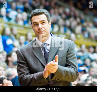 Jan. 15, 2011 - Durham, North Carolina, U.S - Virginia head coach Tony Bennett reacts to a call on court. Duke beats Virginia 76-60 at Cameron Indoor Stadium (Credit Image: © Mark Abbott/Southcreek Global/ZUMAPRESS.com) Stock Photo