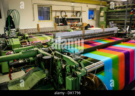 Modern weaving machine producing elaberate patterned textile for the World markets Stock Photo