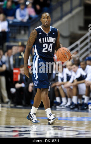 Jan. 17, 2011 - Storrs, Connecticut, United States of America - Villanova G Corey Stokes (24) brings the ball past mid court. Connecticut defeats Villanova  61 - 59 at Gampel Pavilion. (Credit Image: © Geoff Bolte/Southcreek Global/ZUMAPRESS.com) Stock Photo