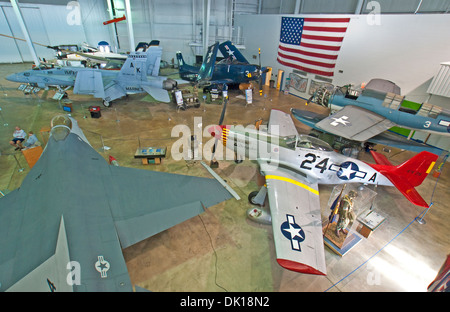 Aircraft Pavilion at Battleship Memorial Park museum at Mobile on Alabama Gulf Coast. Stock Photo