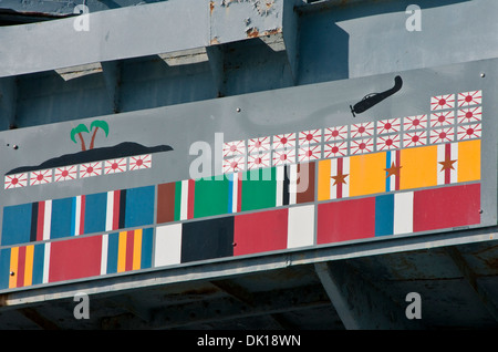 Battle ribbons and enemy kills on USS Alabama at Battleship Memorial Park in Mobile on Alabama Gulf Coast. Stock Photo