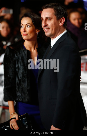 Gary Neville and wife Emma Neville Manchester United players arrive at