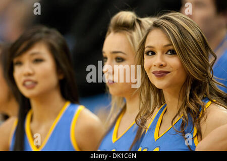 Jan. 20, 2011 - Westwood, California, U.S - UCLA cheerleaders during the NCAA basketball game between the California Golden Bears and the UCLA Bruins at Pauley Pavilion. The Bruins went on to defeat the Golden Bears with a final score of 86-84. (Credit Image: © Brandon Parry/Southcreek Global/ZUMAPRESS.com) Stock Photo
