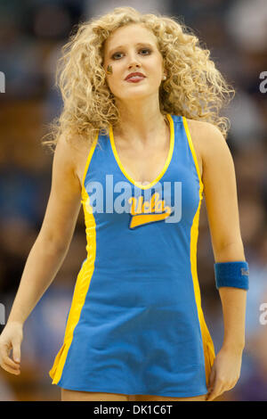 Jan. 20, 2011 - Westwood, California, U.S - A UCLA cheerleader during the NCAA basketball game between the California Golden Bears and the UCLA Bruins at Pauley Pavilion. The Bruins went on to defeat the Golden Bears with a final score of 86-84. (Credit Image: © Brandon Parry/Southcreek Global/ZUMAPRESS.com) Stock Photo