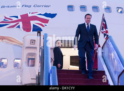 Beijing, China. 2nd December 2013. British Prime Minister David Cameron arrives in China for a three-day visit, in Beijing, capital of China, Dec. 2, 2013. .(Xinhua/Wang Ye/Alamy Live News) Stock Photo