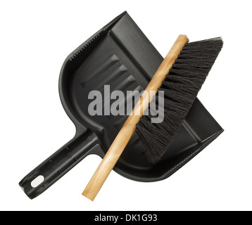 Black Dust Pan and broom Stock Photo