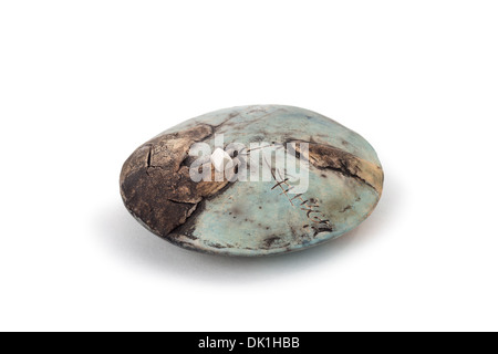 Modern sculpture by Jacques GALLON, ceramist.  Flat planet with white house. Stock Photo
