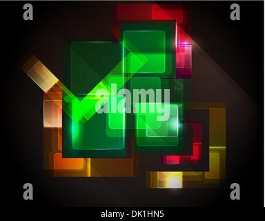 Abstract glowing squares on black Stock Vector