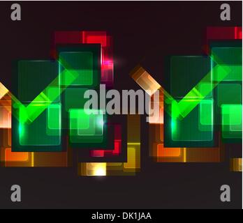 Abstract glowing squares on black Stock Vector