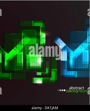 Abstract glowing squares on black Stock Vector