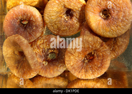 Dried figs rich in fiber and minerals like calcium, iron, magnesium, manganese and potassium Stock Photo