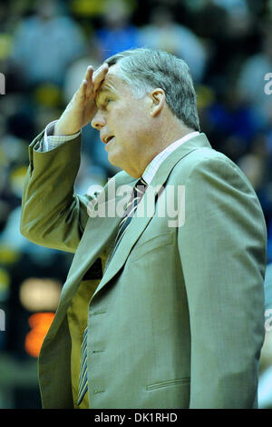 Jan. 27, 2011 - Berkeley, California, United States of America - Cal head coach Mike Montgomery expresses frustration with a call during the NCAA basketball game between the Oregon State Beavers and the California Golden Bears at Haas Pavilion. Cal won in a rout, 85-57. (Credit Image: © Matt Cohen/Southcreek Global/ZUMAPRESS.com)